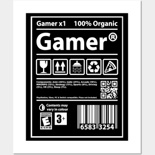 Gamer, Funny Humour Packaging Posters and Art